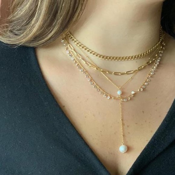 Alex Mika White Gold Double Circle "Diamond" Necklace - Picture 4 of 7